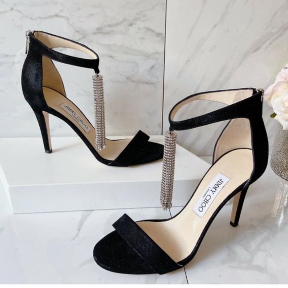 MOVING SALE 🔥🔥NWT Jimmy Choo Viola Suede Crystal Tassel Sandals - Picture 2 of 14